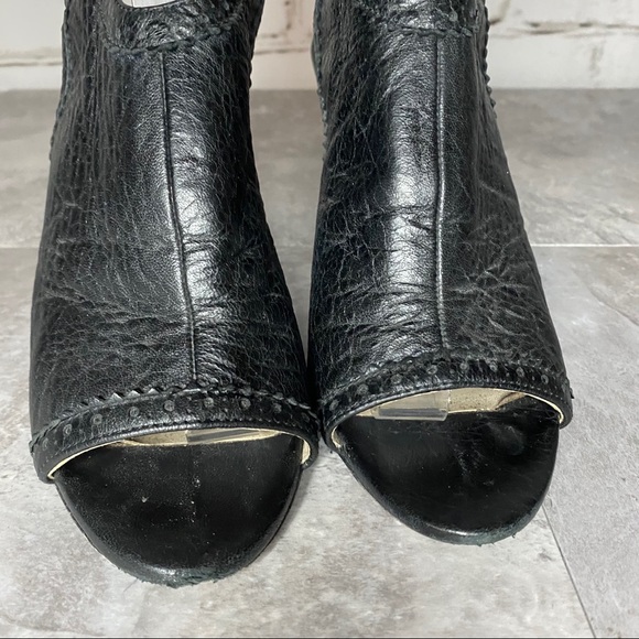 Balenciaga Brogue Black Leather Peep Toe Wedges 38 - Picture 5 of 6